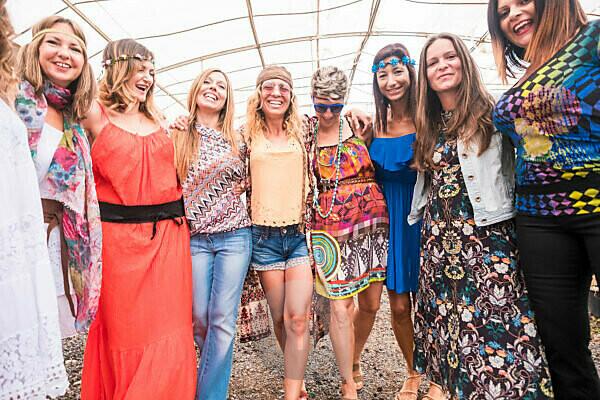 Hippy Style And Clothes And Dresses For Group Of Females Rebel