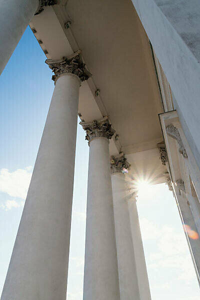 Helsinki, old town, cathedral, columns, backlight