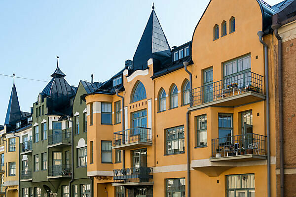 Helsinki, Art Nouveau architecture in the district of Eira, Juvilakatu, voted Helsinki's most beautiful street