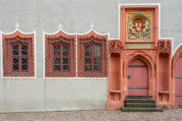 Germany, Saxony, Meissen, view of the entrance to the Hochstift Meissen, outbuilding of the Albrechtsburg, oldest castle in Germany.